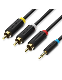 Vention Cable Estéreo BCBBG  Jack 3.5 Macho - 3x RCA Macho  1.5m  Negro