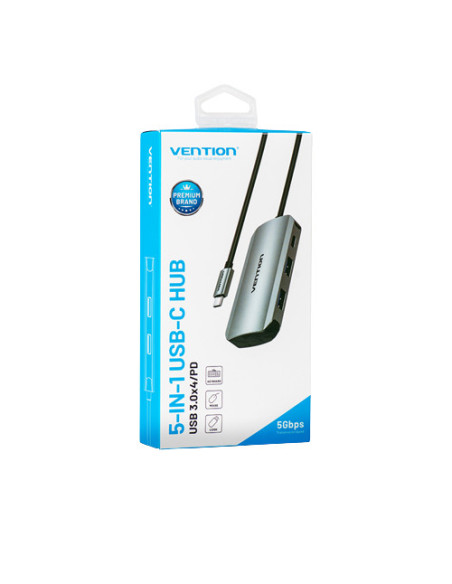 Vention Hub USB Tipo-C TNBHB  4xUSB  1xUSB Tipo-C PD