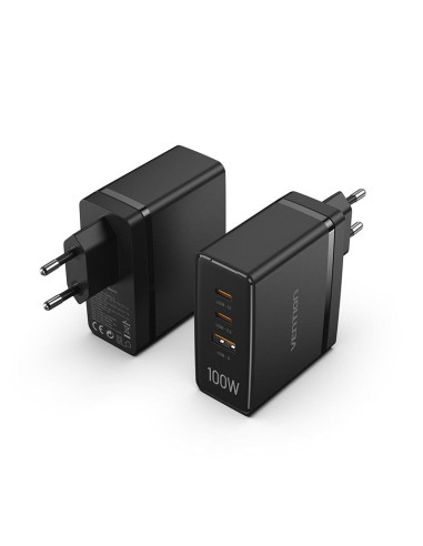 Vention Cargador de Pared FEGB0-EU  2xUSB Tipo-C  1xUSB  100W