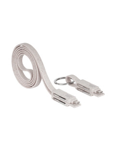 Mars Gaming MCA-ECO, Pack 2x Cables de Carga ECO Fibra de Trigo, Cable USB 1m + Cable Llavero Magnético, Transferencia Datos y