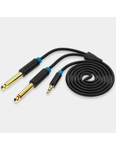 Vention Cable Estéreo BACBF  Jack 3.5 Macho - 2x Jack 6.5 Macho  1m  Negro
