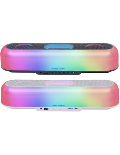 Mars Gaming MSB-ORB, Altavoz Portátil + Barra de Sonido 20W, Iluminación Orbilight RGB 360º, Soundbar con Sistema de Triple