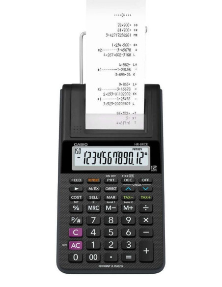 Casio HR-8RCE-BK calculadora Escritorio Calculadora de impresión Negro