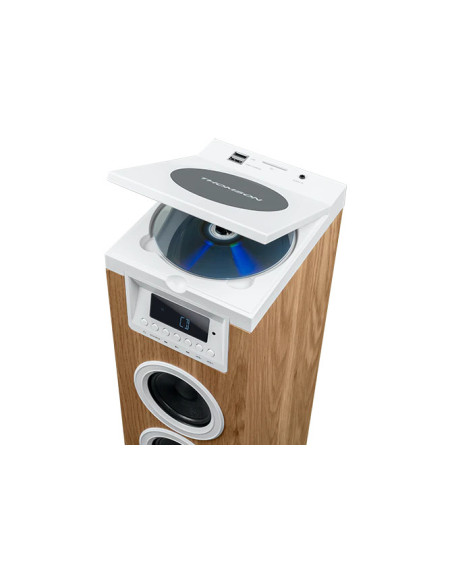 Thomson DS121CD sistema de audio para el hogar Torre de sonido para uso doméstico 10 W Blanco, Madera