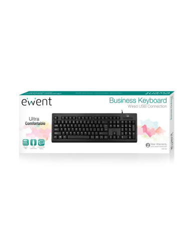 Ewent EW3190 teclado Universal USB QWERTY Internacional de EE.UU. Negro