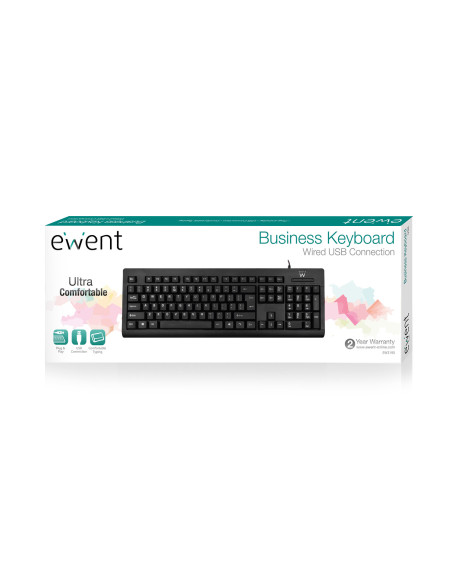 Ewent EW3190 teclado Universal USB QWERTY Internacional de EE.UU. Negro