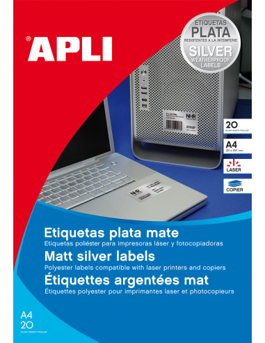 APLI 10071 etiqueta autoadhesiva Plata 20 pieza(s)