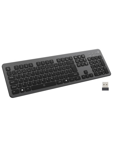 Ewent EW3296 teclado Universal RF inalámbrica + USB QWERTY Español Negro, Gris