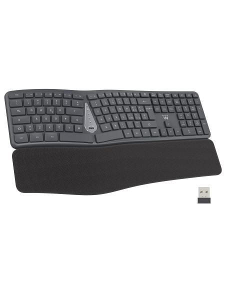 Ewent EW3290 teclado Universal RF inalámbrica + USB QWERTY Español Negro, Gris