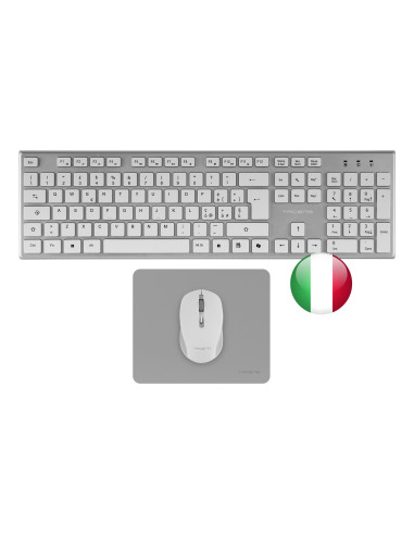 Tacens 6ZENITHWIT teclado Ratón incluido Hogar   Oficina RF inalámbrico QWERTY Italiano Plata, Blanco