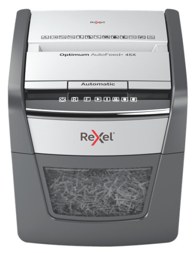 Rexel AutoFeed 45X triturador de papel Corte cruzado 55 dB Negro, Plata