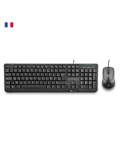 NGS Cocoa Kit, AZERTY, FR teclado Ratón incluido Universal USB Francés Negro
