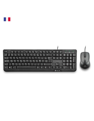 NGS Cocoa Kit, AZERTY, FR teclado Ratón incluido Universal USB Francés Negro