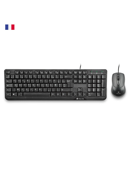 NGS Cocoa Kit, AZERTY, FR teclado Ratón incluido Universal USB Francés Negro