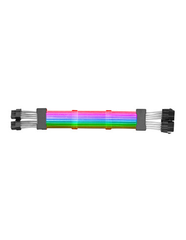 Mars Gaming MCA-16, Cable Extensor ARGB 8+8pin PCIe para Tarjeta Gráfica, LEDs Ultrabrillantes, Compatibilidad Total, AWG18 de