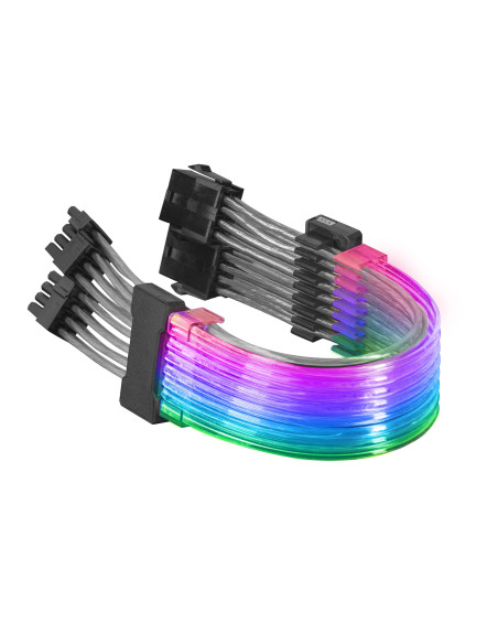 Mars Gaming MCA-16, Cable Extensor ARGB 8+8pin PCIe para Tarjeta Gráfica, LEDs Ultrabrillantes, Compatibilidad Total, AWG18 de