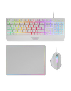 Mars Gaming MCP124, Combo Gaming 3en1, Teclado Ergonómico H-Mech LED RGB, Ratón RGB 3200DPI Switches HUANO, Alfombrilla