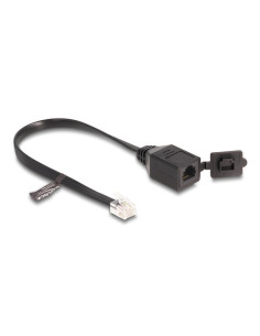 DeLOCK Cable RJ12 macho a RJ12 hembra con tapa protectora 20 cm negro