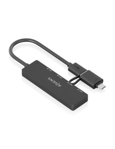 AISENS Hub USB 3.1 USB-C USB-A, USB-C M+USB-A M-4xTIPO A H, Negro, 15cm 2