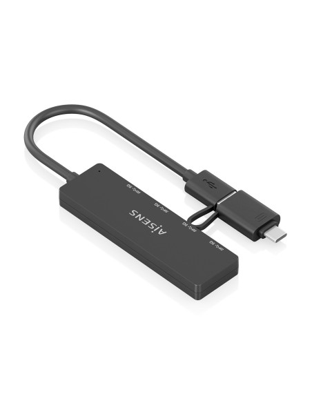 AISENS Hub USB 3.1 USB-C USB-A, USB-C M+USB-A M-4xTIPO A H, Negro, 15cm