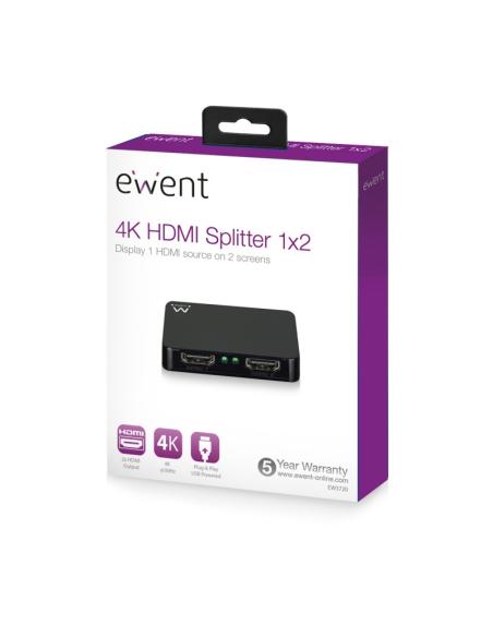 MINI SPLITTER DIVISOR 4K 60 HZ. HDMI 1x2 EW3720