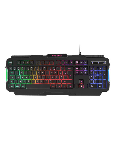 Mars Gaming MRK0FR, Teclado Gaming, Iluminación RGB Rainbow, Antighosting, Idioma Francés