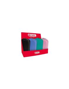 Enri Expositor de 20 Estuches Portatodo con 3 Compartimentos - Cierres de Cremallera - Fabricado en Poliester - Colores Surtidos