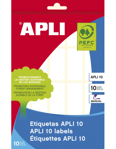 APLI 01641 etiqueta autoadhesiva Plaza Permanente Blanco 200 pieza(s)