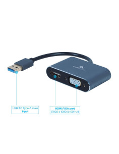 Gembird A-USB3-HDMIVGA-01 Adaptador gráfico USB 3840 x 2160 Pixeles Gris 2