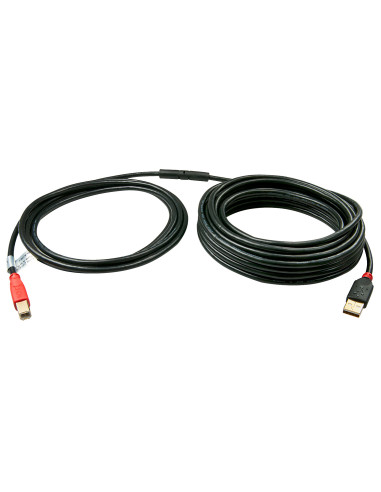 Lindy 42762 cable USB USB 2.0 15 m USB A USB B Negro, Rojo