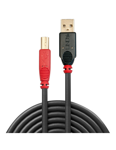 Lindy 42762 cable USB USB 2.0 15 m USB A USB B Negro, Rojo