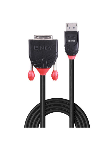 Lindy 41490 adaptador de cable de vídeo 1 m DVI-D DisplayPort Negro