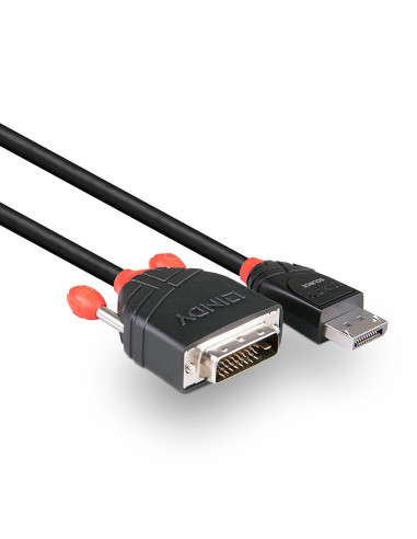 Lindy 41490 adaptador de cable de vídeo 1 m DVI-D DisplayPort Negro