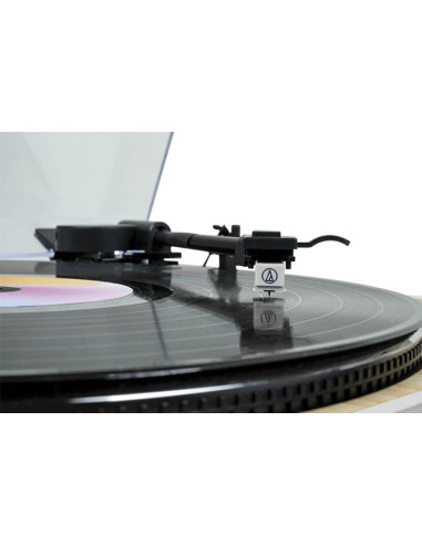 Thomson TT300 Tocadiscos de tracción por correa Blanco, Madera