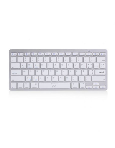 Ewent EW3119 teclado Hogar Bluetooth QWERTY Portugués Plata, Blanco