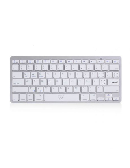 Ewent EW3119 teclado Hogar Bluetooth QWERTY Portugués Plata, Blanco