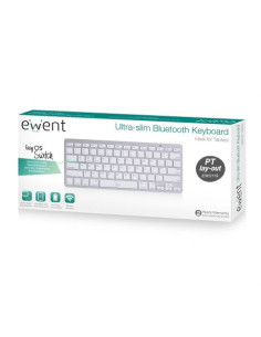 Ewent EW3119 teclado Hogar Bluetooth QWERTY Portugués Plata, Blanco 2
