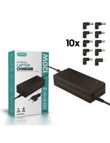 Accetel Cargador Universal Portátil 120w Automático 10 Conectores Pca120w