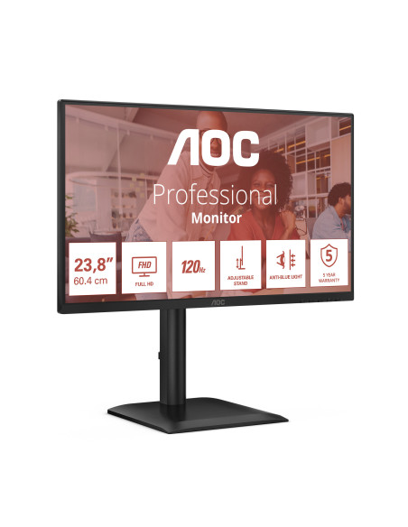 AOC E4 24E4CV pantalla para PC 60,5 cm (23.8") 1920 x 1080 Pixeles Full HD LED Negro
