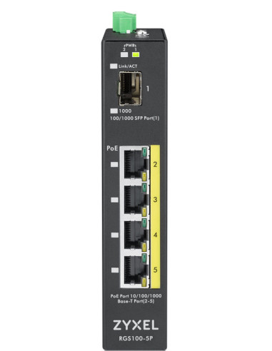 Zyxel RGS100-5P No administrado L2 Gigabit Ethernet (10 100 1000) Energía sobre Ethernet (PoE) Negro