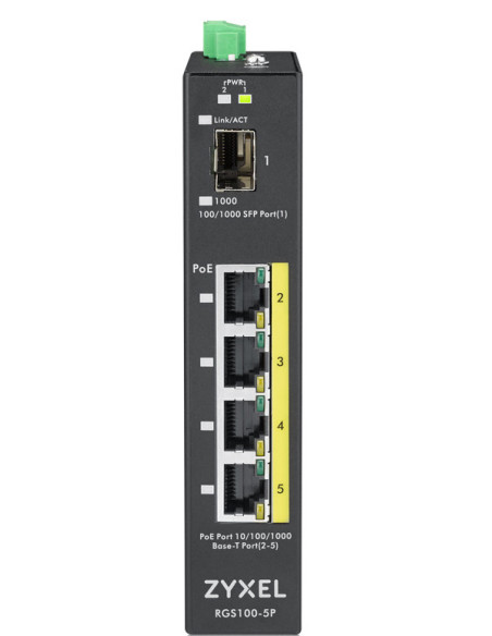 Zyxel RGS100-5P No administrado L2 Gigabit Ethernet (10 100 1000) Energía sobre Ethernet (PoE) Negro