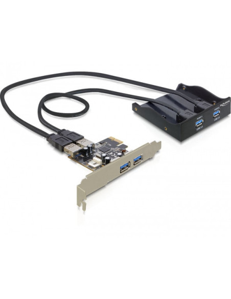 DeLOCK Front Panel + PCI Express Card tarjeta y adaptador de interfaz Interno USB 3.2 Gen 1 (3.1 Gen 1)