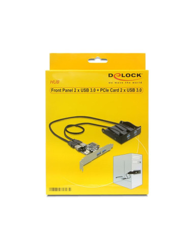 DeLOCK Front Panel + PCI Express Card tarjeta y adaptador de interfaz Interno USB 3.2 Gen 1 (3.1 Gen 1)