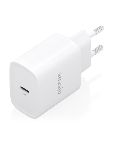 AISENS Cargador GaN 30W, 1xUSB-C PD3.0, Blanco