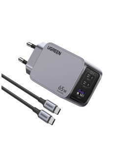 Ugreen 25871 cargador de dispositivo móvil Universal Gris Corriente alterna Carga rápida Interior