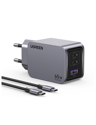 Ugreen 25871 cargador de dispositivo móvil Universal Gris Corriente alterna Carga rápida Interior