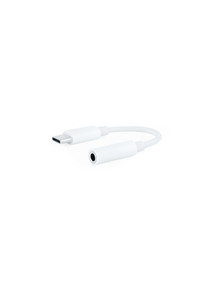 Nanocable Cable Adaptador Audio USB-C M a Jack 3.5 H, 11 cm, Blanco