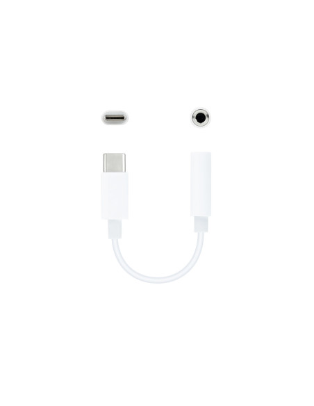 Nanocable Cable Adaptador Audio USB-C M a Jack 3.5 H, 11 cm, Blanco