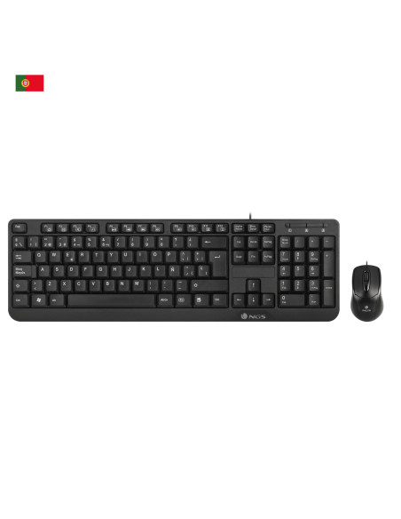 NGS Cocoa Kit, QWERTY, PT teclado Ratón incluido Universal USB Portugués Negro