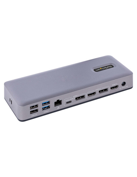 StarTech.com Docking Station USB-C 4K30 Triple  4K60 Doble - Modo Alt DP DP HDMI - Hub USB de 7 Puertos - PD 3.0 - GbE - Audio